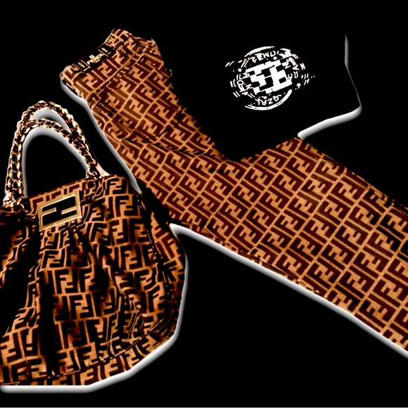 Fendi Vintage Black Brown Monogram FF Logo Zucca print HighWaist Jeans Trousers - Picture 8 of 16